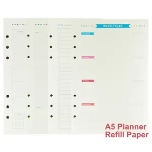 A5 Planner Refill Paper 6-Hole Punched, 40 Sheets Weekly Monthly To-Do List, Premium 100gsm No-Bleed Loose Leaf, Productivity Planner Inserts