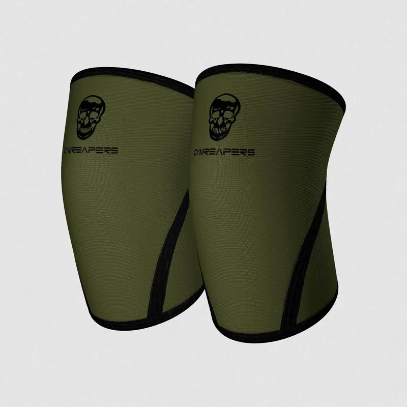Gymreapers 7MM Neoprene Knee Sleeves Ranger Green Pair for Squats Deadlifts Leg Day Powerlifting Support with Reinforced Stitching USAPL IPF USPA Approved & Free Gym Bag Included