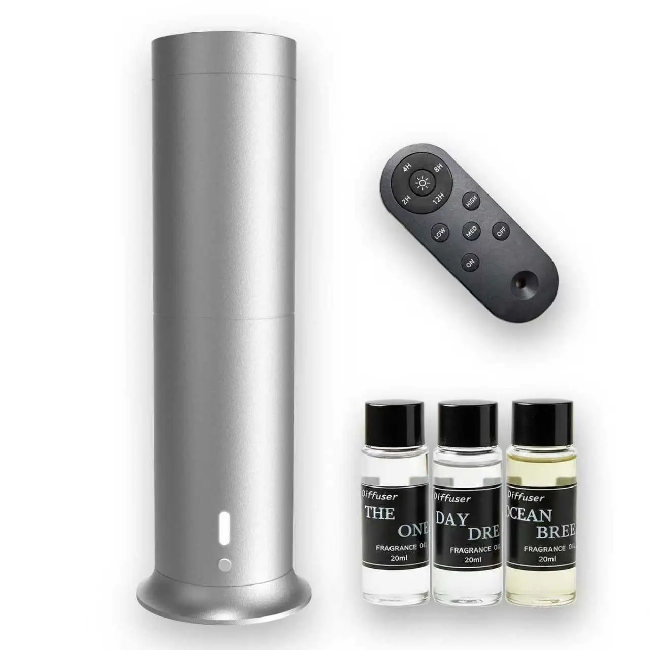 Waterless Essential Oil Diffuser – Cold-Air Nebulizing Technology, 1000 SqFt Coverage, 3 Scent Modes, 3×20ml Luxury Scents. 12H Runtime, Remote + Timer, USB Rechargeable. No Filter, No Mold, Easy Clean