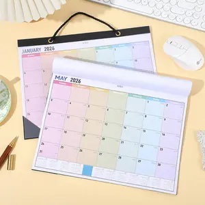 2026 Wall Calendar Rainbow Calendar Planner Jan. 2026 - Dec. 2026, 12 Monthly Calendar With Thick Paper,, Waterproof Transparent Cover Large Colorful Desktop Calendar For Home School Office, Tear Off Calendar