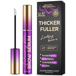 Enhancing Brow Serum for Eyebrow Growth with Keratin & Biotin Peptides, Hyaluronic Acid, Creatine, and Castor Oil for Fuller, Thicker Brows, Strength & Nourishment Treatment, Non-Irritating Vegan, 8ml