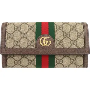 Pre-owned Canvas Shoulder Bags Gucci Brown PVC GG Supreme Ophidia Web One Long Wallet 523153 (V728416H)