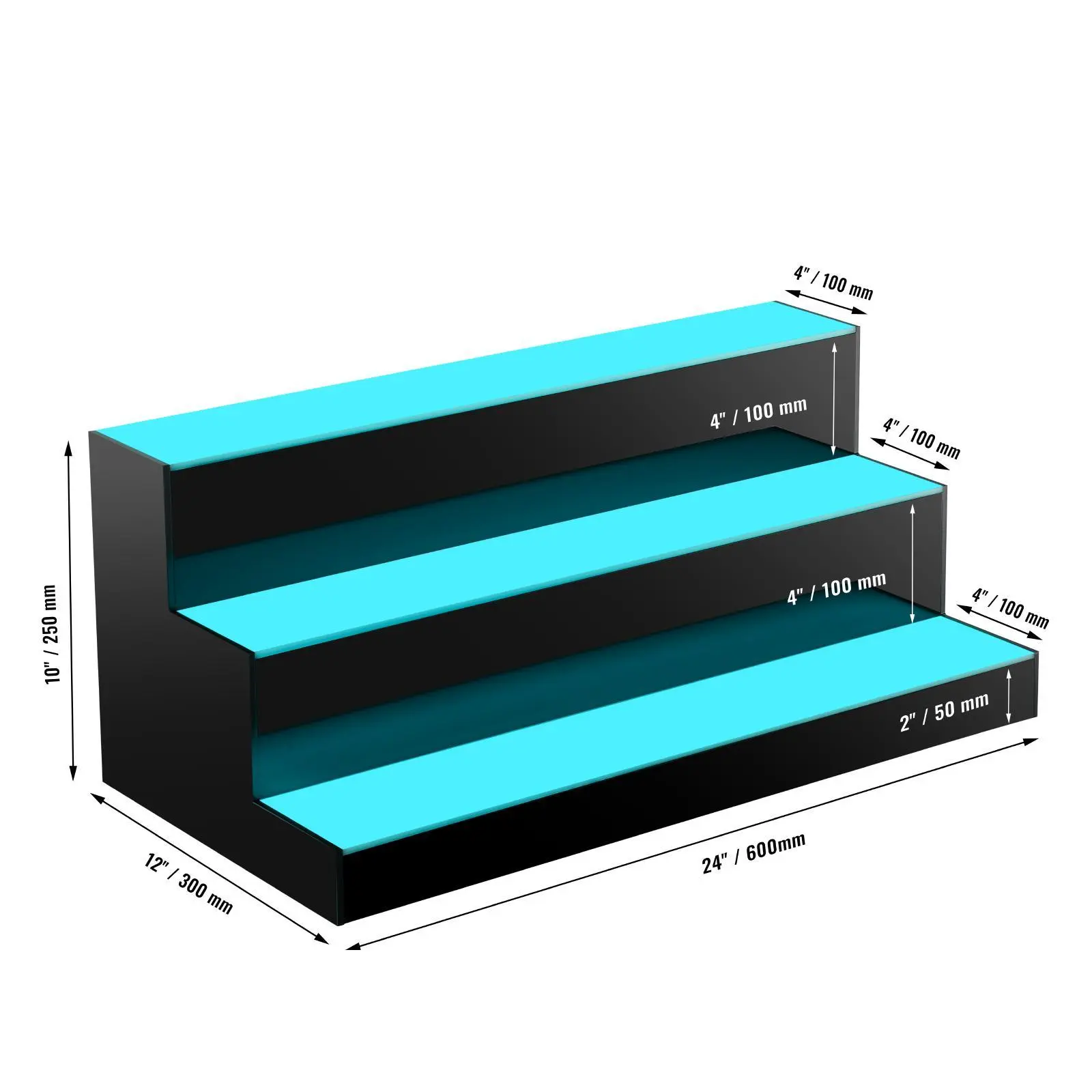 VEVOR LED Lighted Liquor Bottle Display Shelf - 3-Tier 24in Commercial Home Bar Utensils Rack, RF Remote & App Control Multicolor Lighting for Clubs, Pool Parties, Indoor-Outdoor Use#BackToSchool