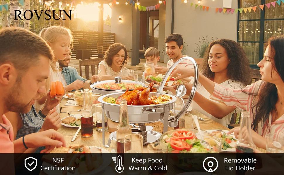 [FLASH SALE] ROVSUN 5 QT Round Silver Chafing Dish Buffet Set with Glass Lid & Holder