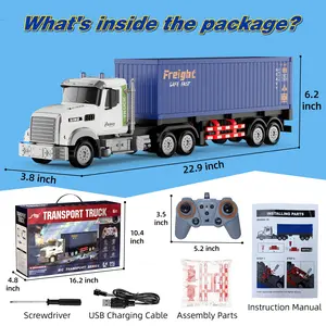 Detachable RC Truck with Container,23.6 Inch 9-Channel RC Semi Truck Toy, 1:12 Container RC Car, Van Truck with Lights & Music,Great Gift for Kids & Adult