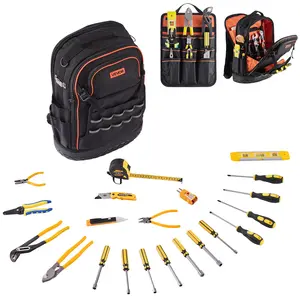 VEVOR Tool Backpack with Tools, 65 Pockets, Heavy-duty Tools Storage Organizer Bags with Laptop Compartment & Molded Base, Electrician Jobsite Backpack for Electrician, Repairman, and HVAC Techs