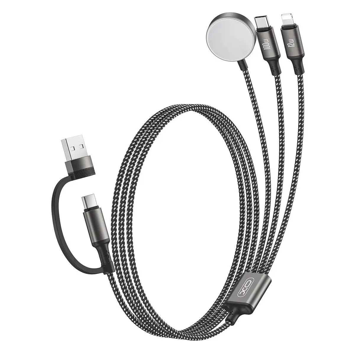 100W 3 in 2 USB C Charger Cable for iWatch & iPhone 17-11, Galaxy S23, Fast Charge Cord, 480 Mbps, Black, Cellphone Electronic Accessories