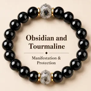 ARPURRAINA Obsidian-Black Tourmaline Bracelet, Black Grounding Crystals Jewelry for Manifestation & Protection, Healing Beaded Accessory for Men, Ideal Gift for Christmas Valentine Birthday