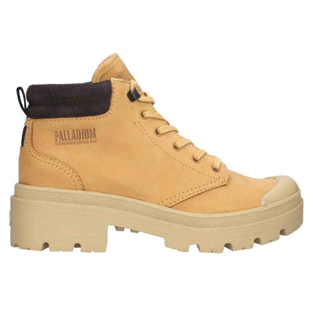 Palladium Womens Pallabase Lo Cuff Round Toe Lace Up Casual Boots Ankle Low Heel 1-2" - Brown