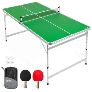 GoSports 6 x 3 ft Mid-Size Table Tennis Table Set with Adjustable Height