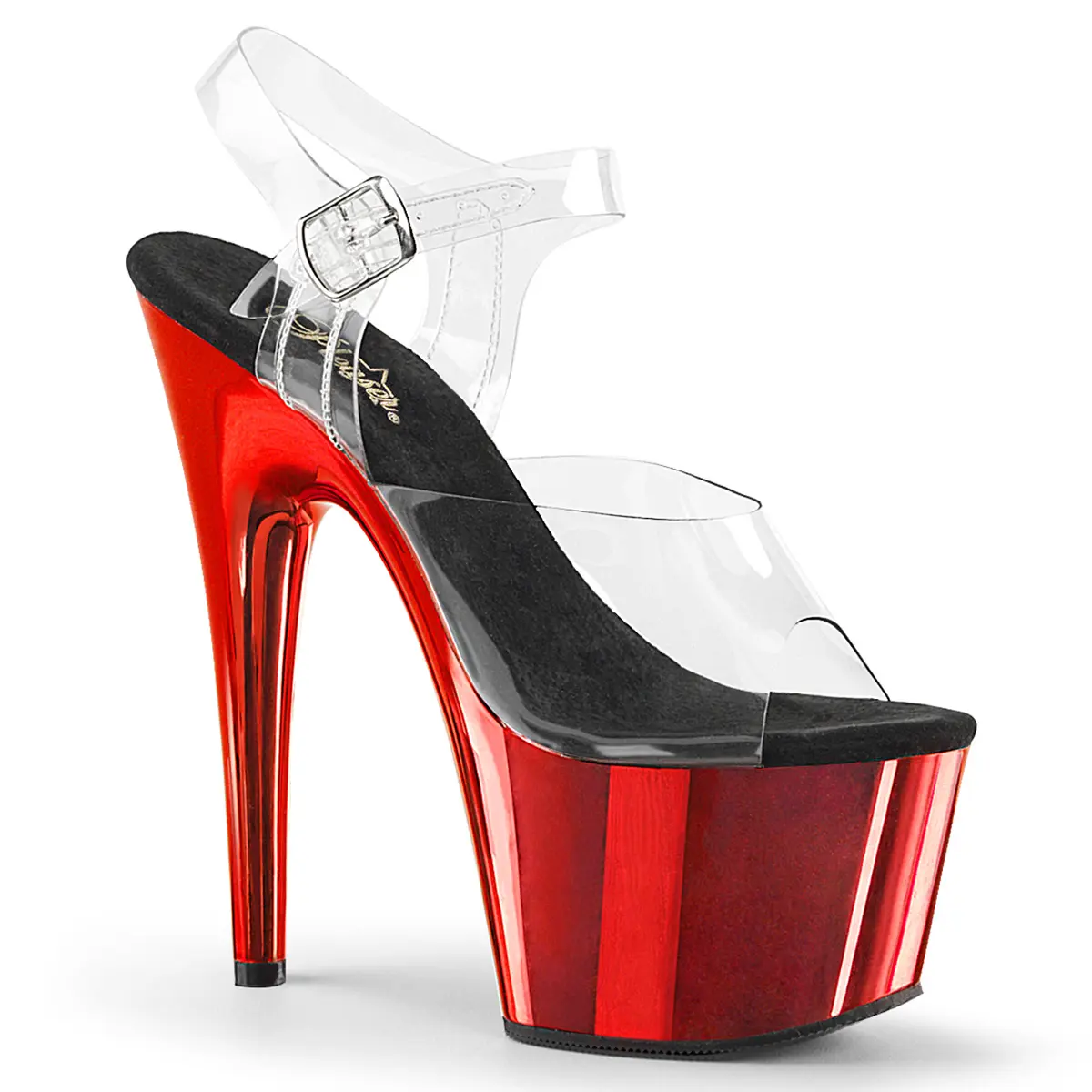 7 Inch Heel ADORE-708 Clear Red Chrome High Heels Fashion