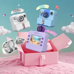 Kids' Instant Print Digital Camera - Upgraded Purple Flip Lens, 24MP, 1080p HD, 2.4" Screen, Automatic Printing, USB Charging, Printing Paper, Mobile Compatibility, TF Card Support, Birthday Gift for Ages 3-16