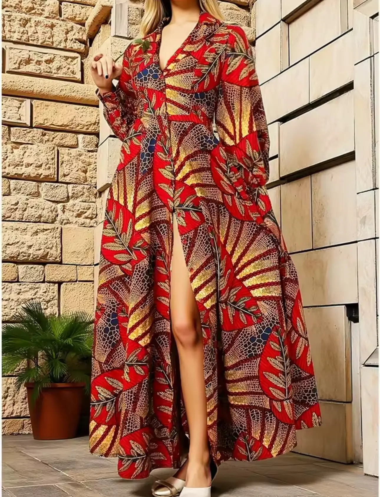 Plus size shirt dress African democratic tropical tribal print button lapel with pocket long dress holiday party dates best