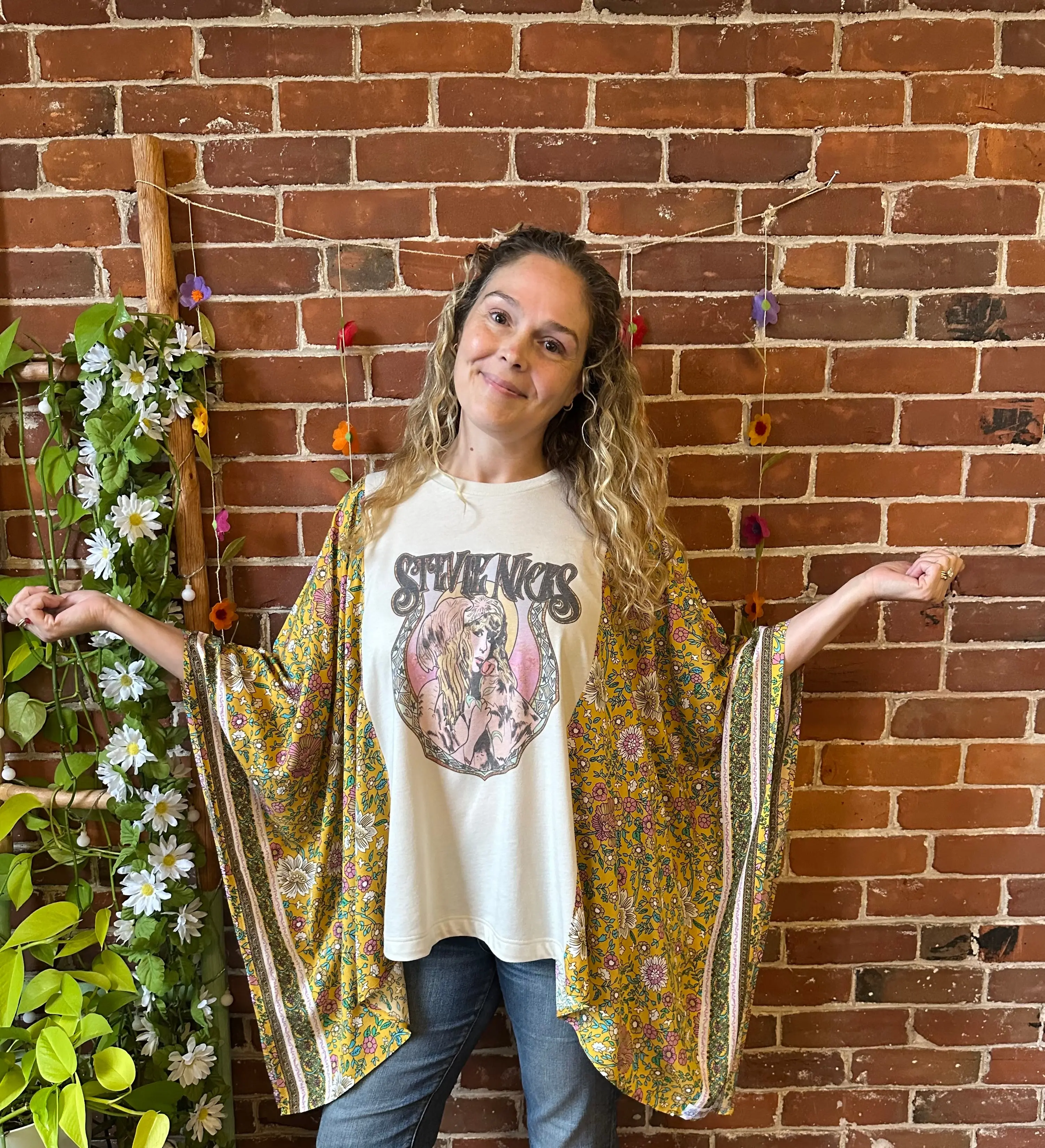 Stevie Nicks Inspired Mystical Retro Floral Poncho