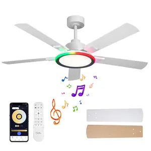 【SALE】BAYSQUIRREL Smart 52" Ceiling Fan with Lights Bluetooth Speaker 6-Speeds DC Motor Eye-Care Lighting Adjustable RGB Lighting Flush Mount with Remote Control, Feb Faves,Excellent Gifts for Valentine's Day