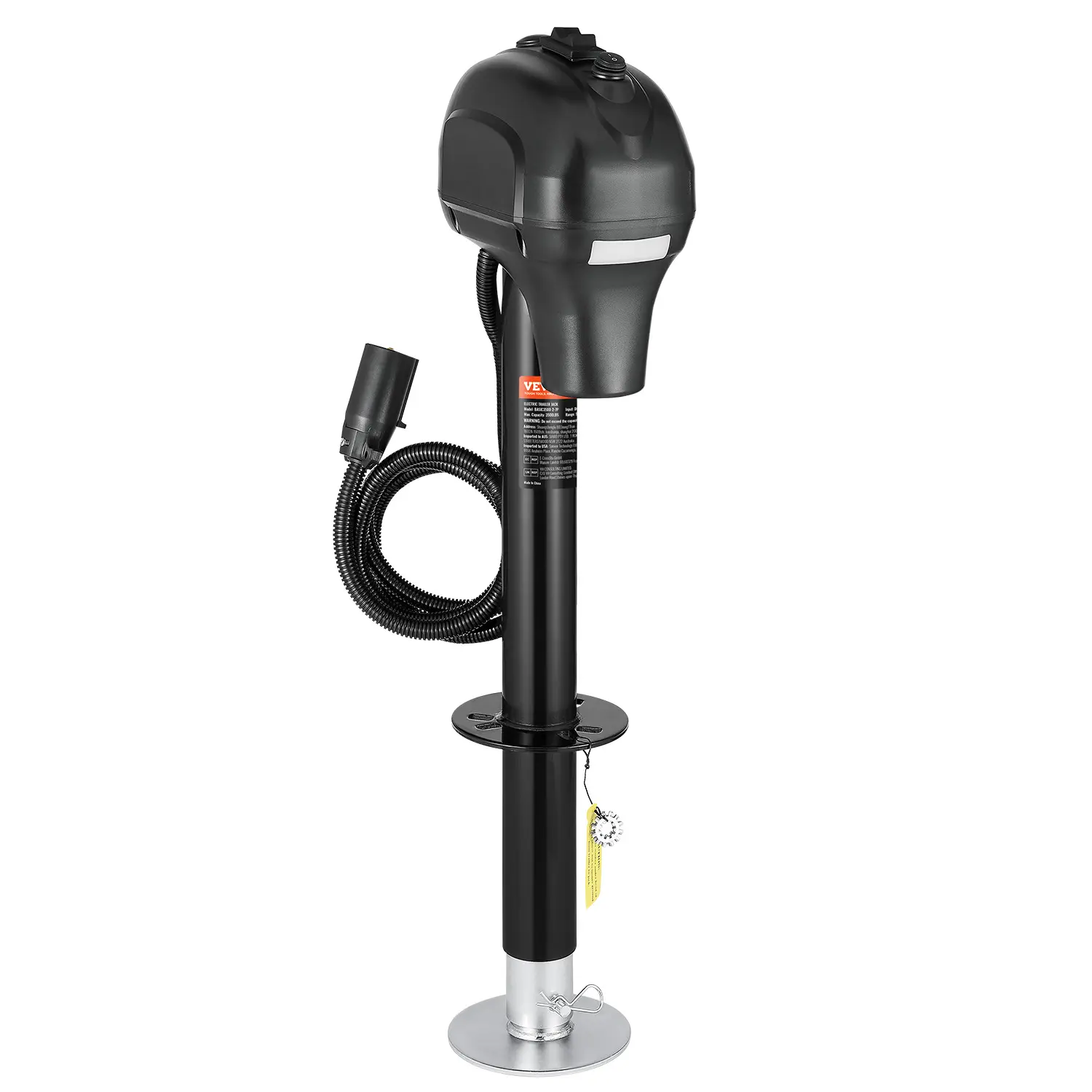 【summerfinds】VEVOR Electric Trailer Jack, 3500 lbs, Heavy Duty RV Electric Power Tongue Jack with 7-pin Connector, Manual Crank Handle & Weatherproof Jack Cover, 9.5"-27.5" Lift, for Trailers, Campers & RVs, Black