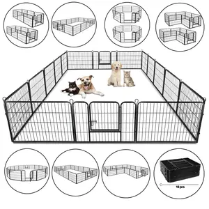 SUPERDEAL Metal Dog Exercise Playpen, 16 Panels, 24"H paw giant