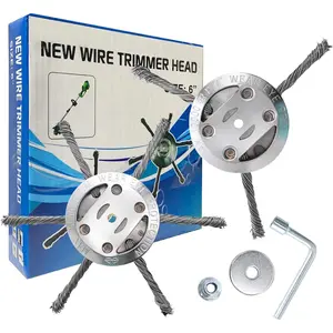 Hardware supplies 6 inch Steel Wire Brush Cutter Trimmer Head, Weed Wacker Attachments Heads,Wired Trimmer Head Replacement for Electric Battery Powered Cordless String Trimmer, Weed Eater
