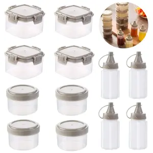 12PCS Mini Plastic Sauce Squeeze Bottle Seasoning Box Salad Dressing Containers Outdoor Barbecue Kitchen Accessories