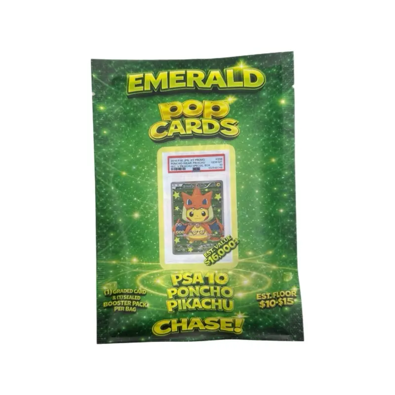 Emerald Poke Pack (1) Graded Card & (1) Sealed Booster Pack Per Bag