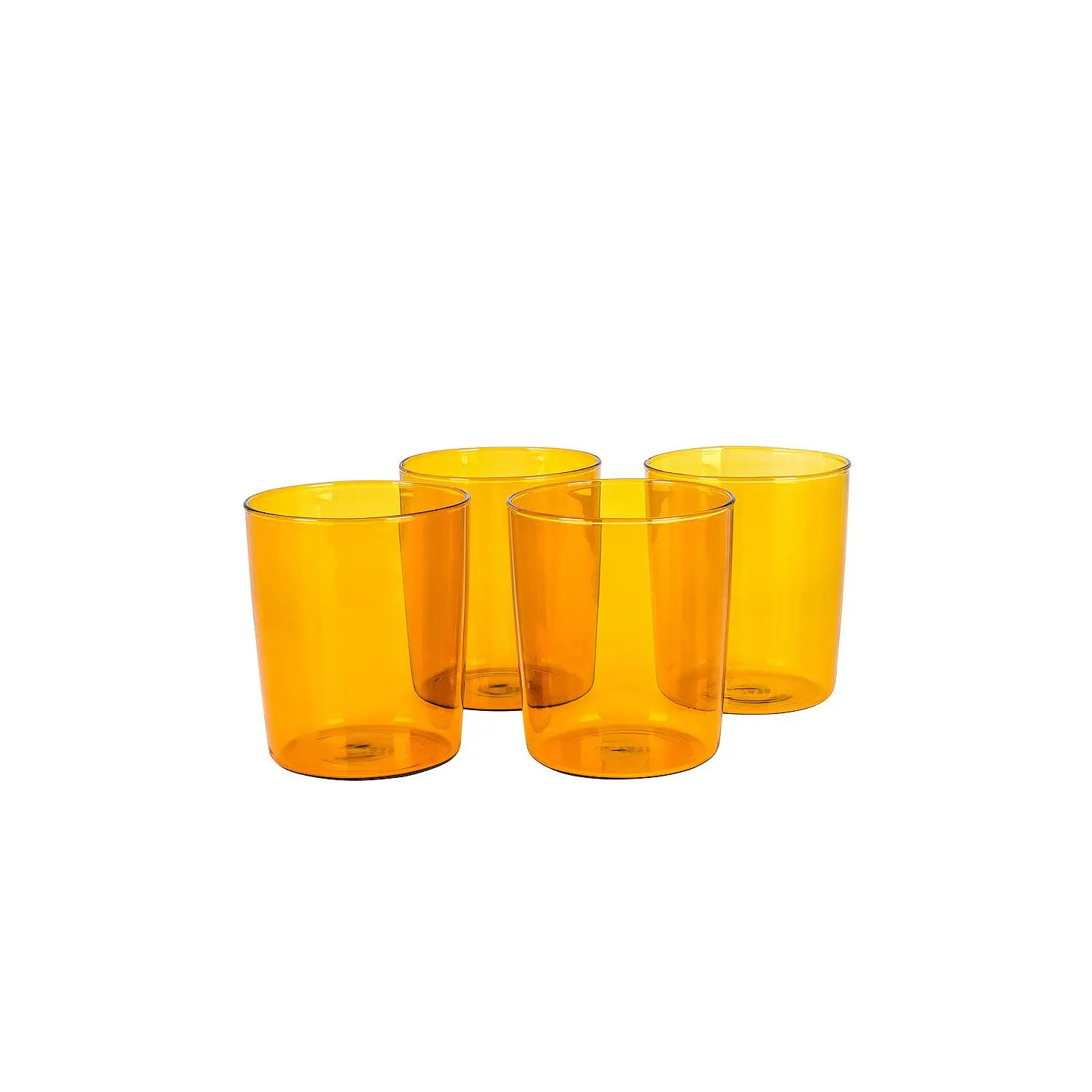 HAWKINS NEW YORK 12oz Essential Medium Glass Cup Set, 4-Piece Durable Heat-Resistant Stackable Microwave-Safe Amber Glass Cups for Drinking