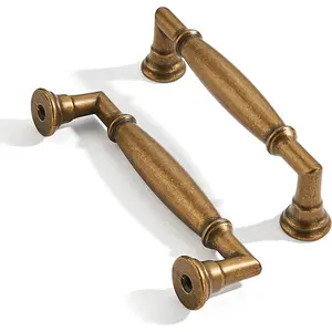 2 Pack 4 Inch Hole Center Vintage Antique Brass Solid Heavy Duty Aged Bronze Cabinet Pulls Handles for Kitchen Bathroom Vanity Cabinet Hardware