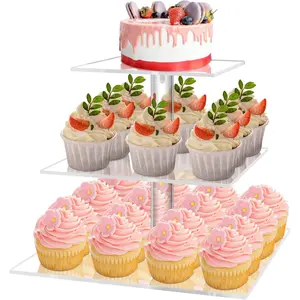 3 Tier Cupcake Stand, Clear Cupcake Display Stand,  Cupcake Tower for 24 Cupcakes,  Cupcake Dessert Muffin Holder for Pastry Wedding Birthday Party  Shower