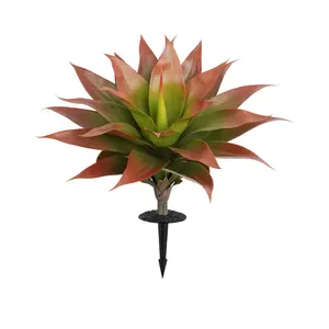 Set of 2 (2.3 ft) Artificial Green/Red-Green Agave Stakes — A Hassle-Free Summer & Autumn Decor Essential for Front Porches, Corners, Flowerbeds, and Courtyards