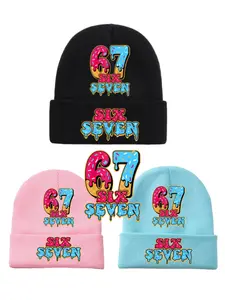 67 Cute Printed Knitted Hat Fleece Hat Warm Beanie Hat, suitable for children and teenagers. Features cool patterns. Six or seven interesting designs. Suitable for both men and women as Christmas and vacation gifts. Winter and autumn warm hat.