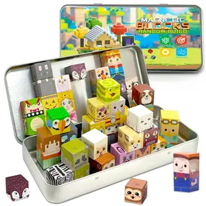 Animals And Characters Theme Magnetic Creative Building Blocks Set - STEM Sensory Cubes, Sensory Play Construction toys, ABS Material, Suitable As Boys And Girls Christmas Gifts, New Year Gift, Birthday Gift, Magnetic Tiles Stacking, Building Block Sets