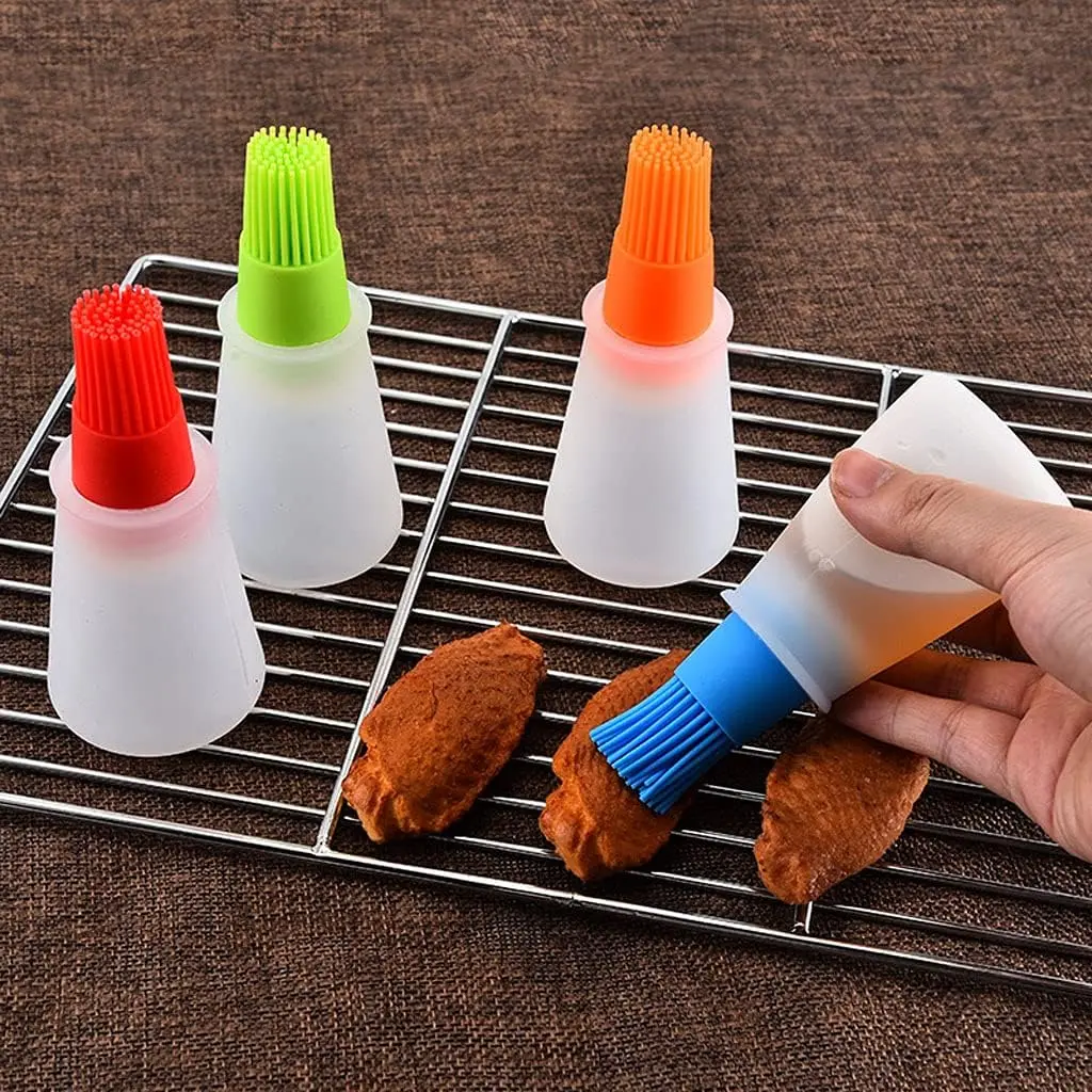 4 PCS Silicone Oil bottle brush，BBQ/Pastry Basting Brushes,Silicone Cooking Grill Barbecue Baking Pastry Oil/Honey/Sauce Bottle Brush, Multicolor Kitchen Utensils