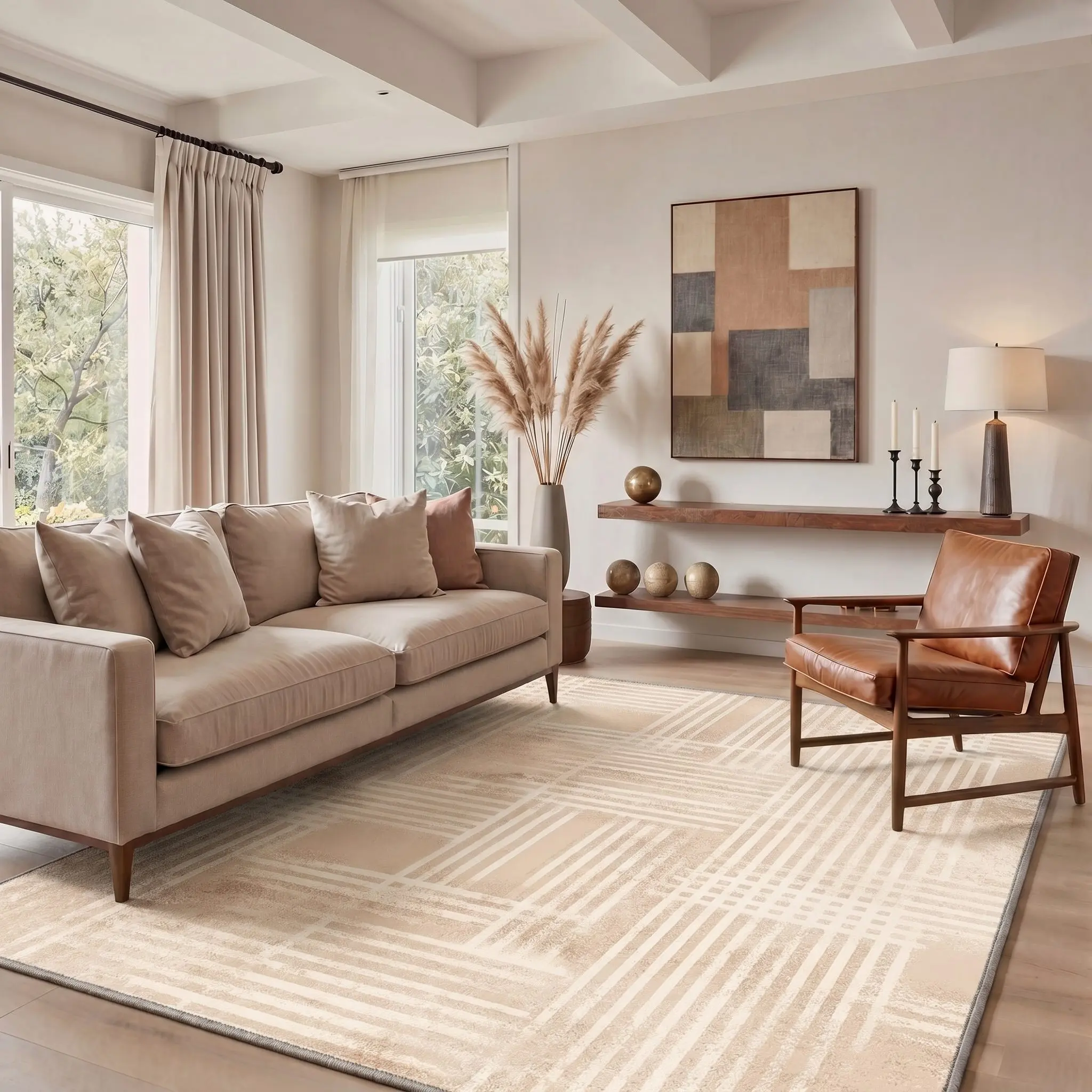 【Deals For You Days】BEIMO Home Carpet – Machine Washable, Soft, Pet Friendly, Non-Slip Area Rug, Perfect Floor Rug for Living Room, Bedroom, Kitchen, Hallway ,ARC3206-OCHRE VEIL