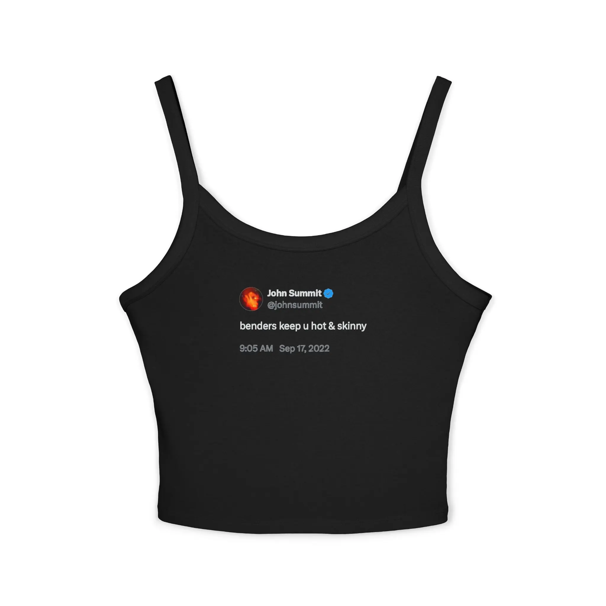 John Summit "Benders Keep U Hot & Skinny" Tweet Tank Top | John Summit Tank Top | EDM Festival Tank | Rave Tank Top | House Music Festival Top | Y2K Trendy DJ Club Shirt | Music Festival Party Outfit | EDM Rave Clothing | Dance Music Festival Tank Top
