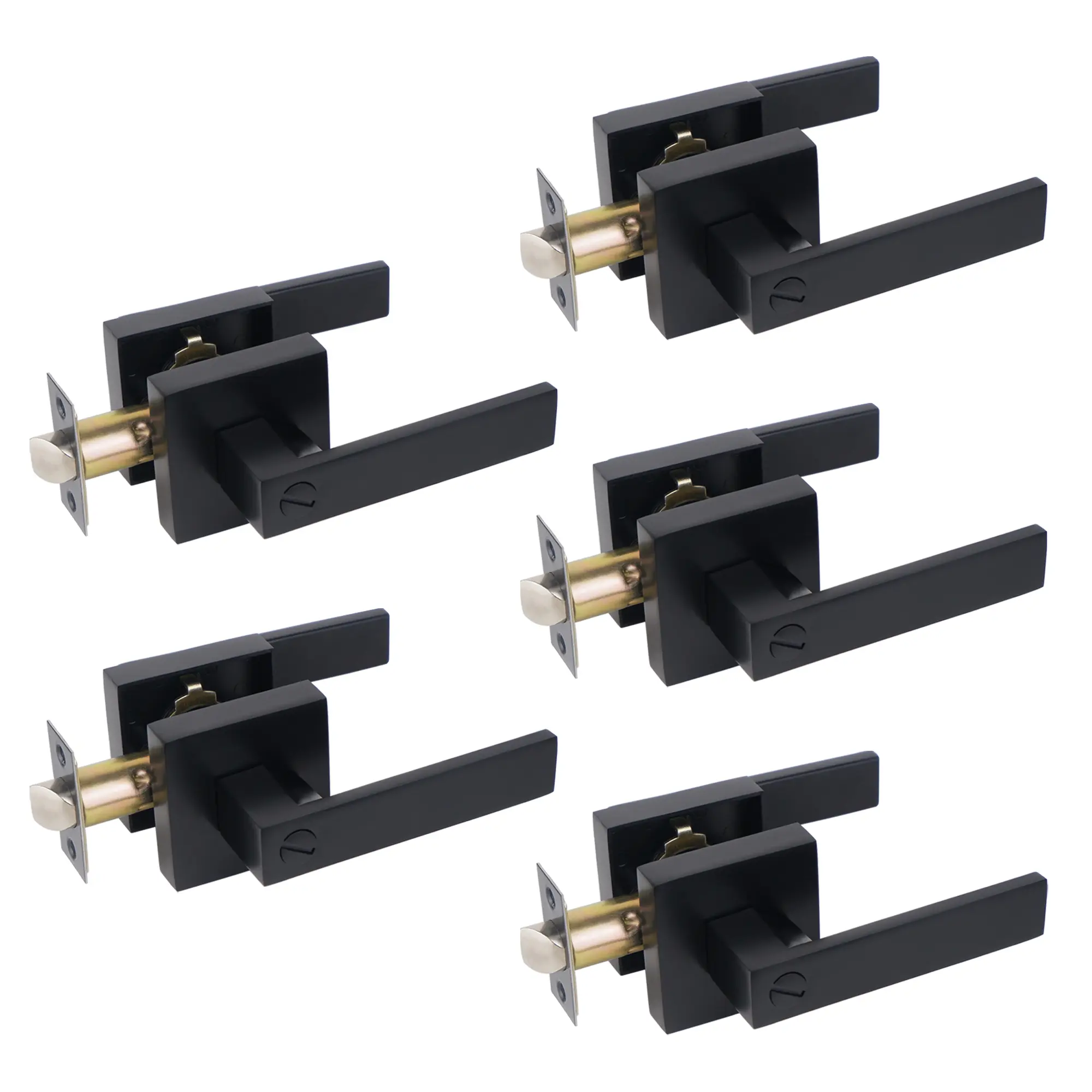 5pcs Matte Black Door Handle Heavy Duty Door Lever Privacy Door Lock Set Door Hardware, Left or Right Handing Door Handles, Interior Door Handle
