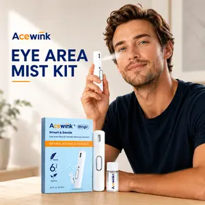 Acewink BlingU Cooling Nano Cherry-Mint Eye Mist Device - Rechargeable Smart Kit, Moisturizing Hydrator for Puffy Eyes, Screen Fatigue Relief, Instant Icy Refresh, Redness Soothing for Dry Skin