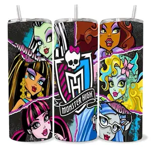 Monster High 20 oz Tumbler - BPA Free, Stainless Steel, Leak Proof, Clear Lid, Includes Straw
