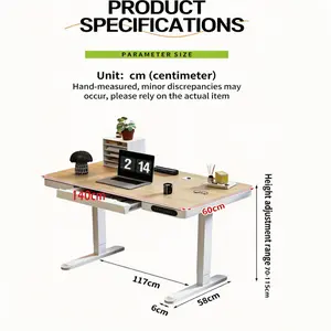 Adjustable Rolling Standing Desk-Electric Height Adjustable Home Office Desk,Standing Desk with Drawer,Computer Laptop Table with Charging TYPE-C & USB Ports,55 inch Solid Wood Tabletop(Natural Wood Color+ White Frame） outdoorfun