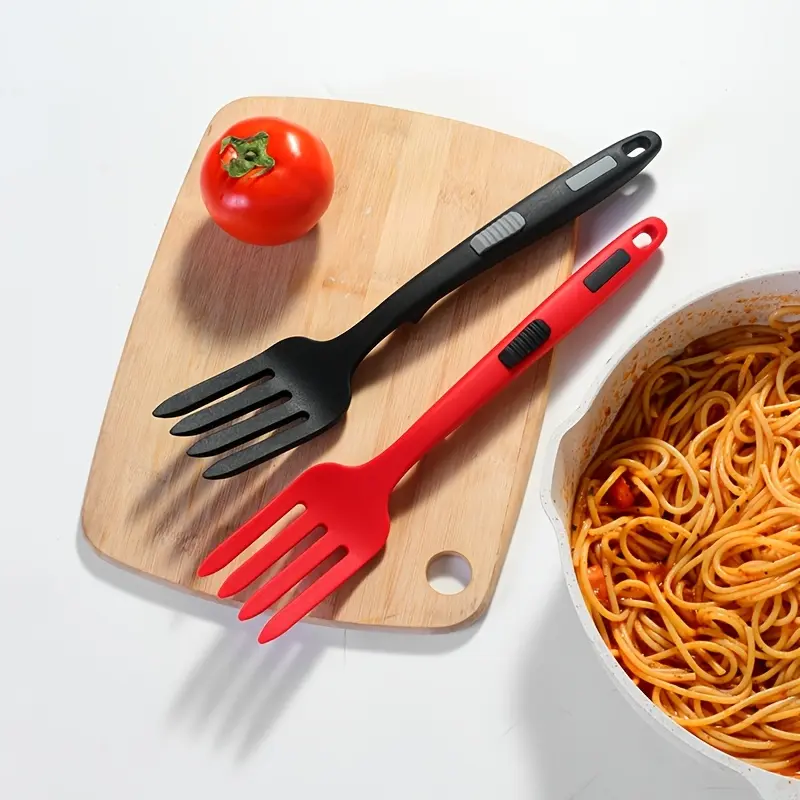 2pcs Silicone Heat Resistant Cooking Forks, Elastic Forks, Large Forks, Non-Stick Pan Friendly, Ultimate Mixing Material, Mash Food, Whisk, Baking Specia