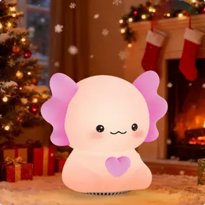 Axolotl Night Light,Dimmable Silicone Animal Nursery Night Light,Adorable Rechargeable Squishy Novelty Bedside Touch Lamp,Baby Room Decor, Pink Night Light for Kids Teens Girls Lovers