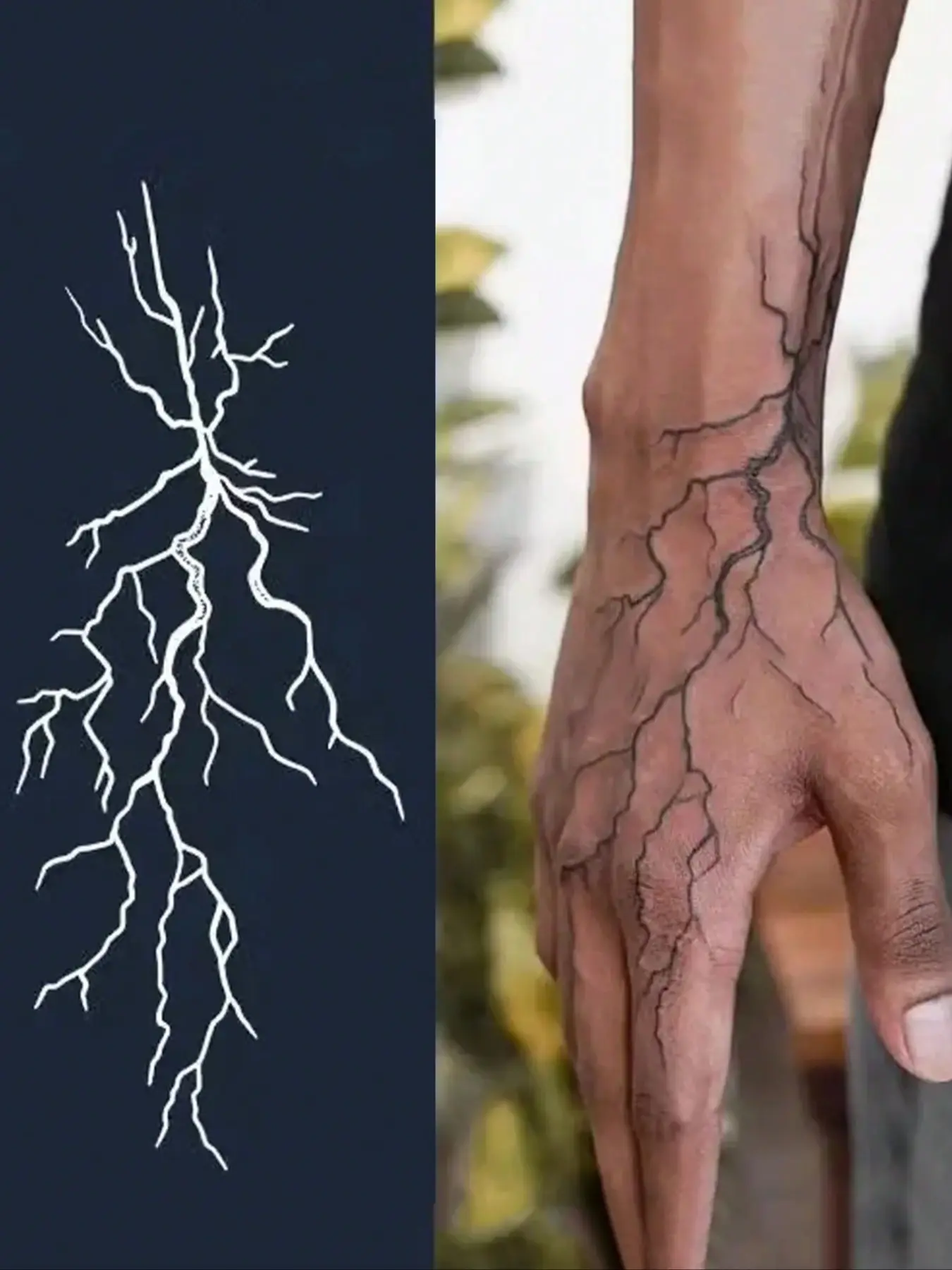 Lightning Bolt Waterproof Temporary Tattoo, Long-Lasting Inkless Body Art, Ideal for Festival & Party Use, Unisex Design