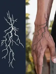 Lightning Bolt Waterproof Temporary Tattoo Stickers, Long-Lasting Inkless Body Art, Ideal for Festival & Party Use, Unisex Design