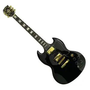 Midnight Black SG guitar Gold Bridge & Pickups ,Mahogany Neck