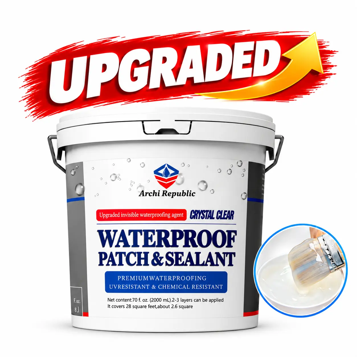 Archi Republic Clear Waterproof Sealant & Coating – Long-Lasting Waterproof Protection for Roofs, Gutters & Multiple Surfaces, Transparent, Easy to Apply