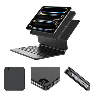Accrosoo Magnetic Floating iPad Keyboard Case with Trackpad, PD Passthrough Charging Cable, RGB backlit Backlight, Pencil Slot, Slim Detachable Cover for 10.9"/11" Models, 11" Pro/Air (2021-2025)
