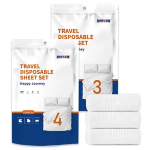 Disposable Bed Sheet Set with 2 Pillowcases, 1 Duvet Cover & 1 Flat Sheet, Soft & Comfortable, Lightweight & Portable, Ideal for Travel, Business Trips & Home Emergency Use