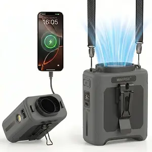 2026 Upgraded Waist Clip Fan,10000mA Portable Wearable Fan with Power Bank & Flashlight, 5-Speed Adjustable Fan for Outdoor Work, Camping & Travel, Father's Day Gifts summergarden