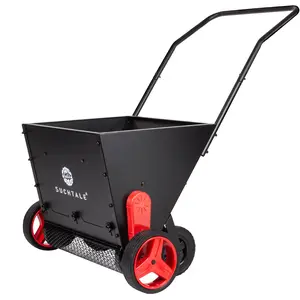 Lawn Drop Spreader, Topdresser, Compost Spreader, Mini Topper, Peat Moss Spreader Push-Type Fertilizer with Rotate Blades, Push Garden Seeder with Adjustable Rate Metal Mesh Basket for Feed