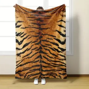 Tiger-Print Flannel Blanket | Realistic Animal Print | Soft & Skin-Friendly | Perfect for Naps & Office Use
