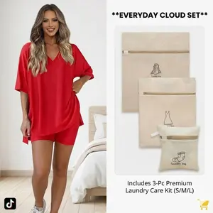 Summer Athleisure 2 Piece Outfit V-Neck Activewear Set w/ FREE 3-Pc Wash Bags