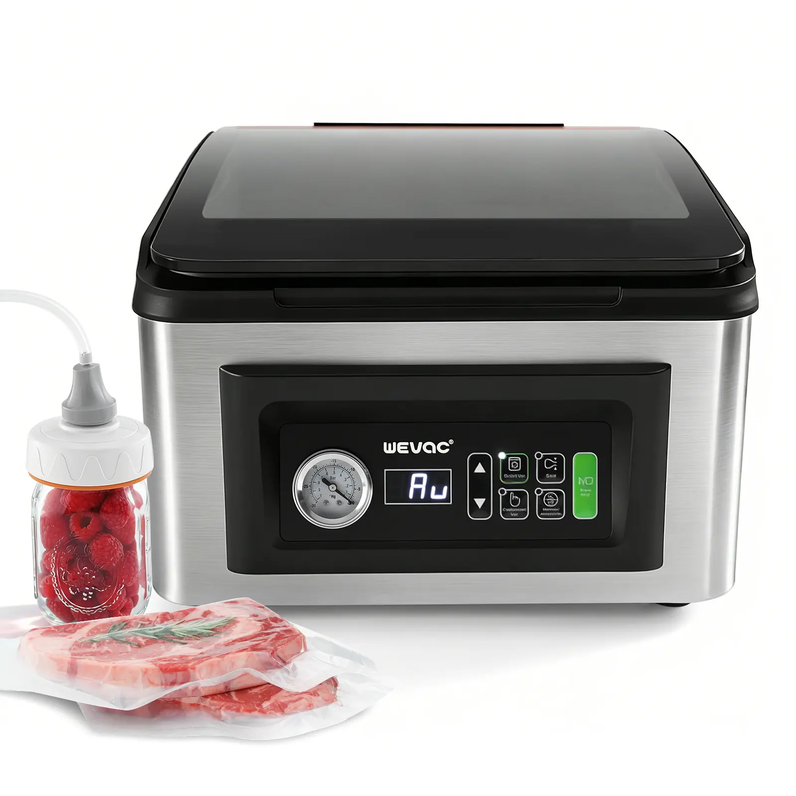 Wevac CV12 Pro 12" Automatic Vacuum Sealer with Automatic Sealing System, Stainless Steel Build, Dual Seal Strips - Household Kitchen Machine for Hunters, Home Use